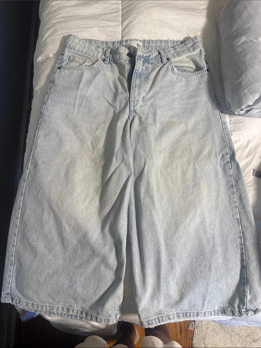 H&M Light Blue High-Waist Denim Shorts